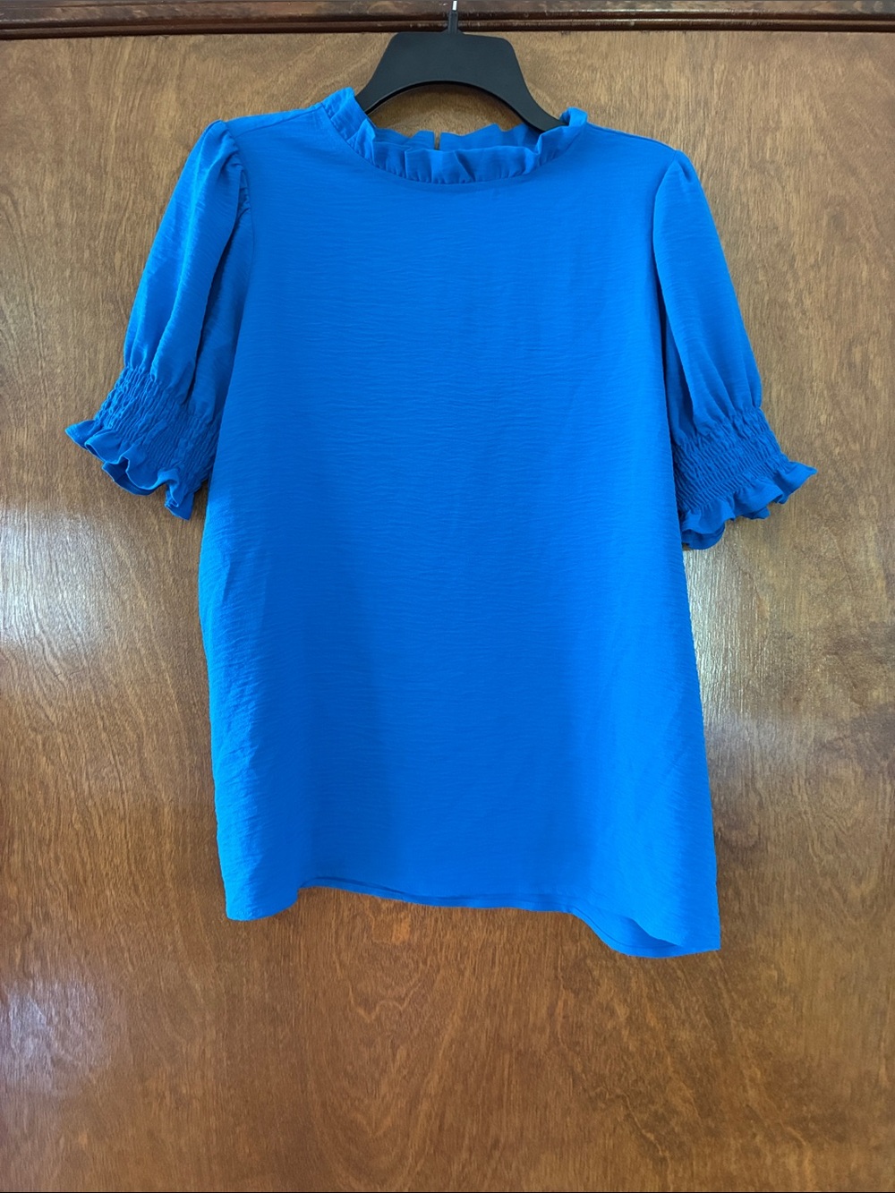 Zenana Outfitters Royal Blue Ruffle Neck Blouse